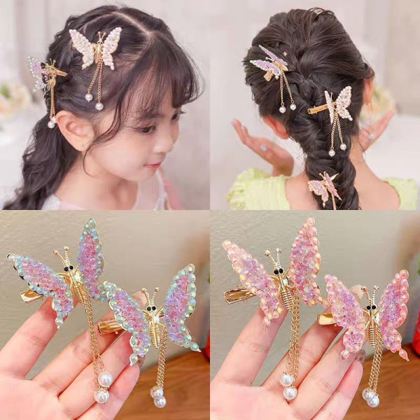 Uusi e Moving Butterfly Hairpin Girls Tassel Barrettes Hair Acce A2