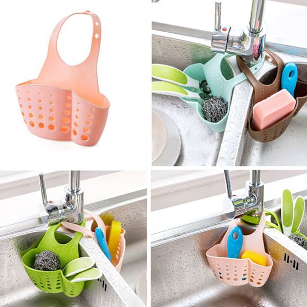 Bärbar hängande avloppspåse för kök Korg Badkar Förvaring Gadget T pink