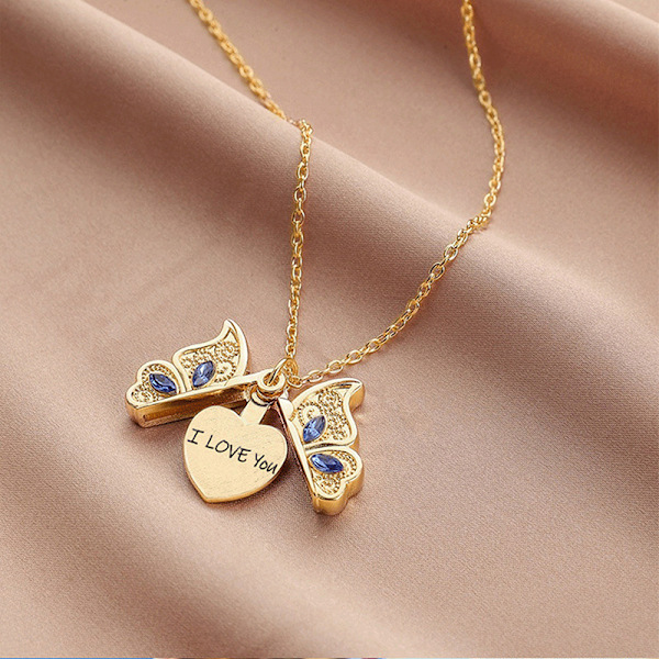 Butterfly I Love You Heart Luckly Butterfly -kaulakoru naisille A4