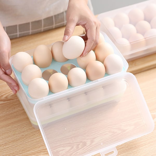 15 Grids Egg Oppbevaringsboks Egg Kartong PP Case Egg Box Tray Green
