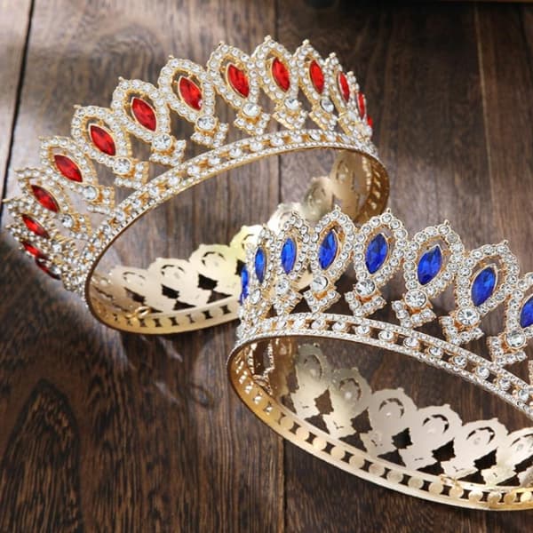 Krystall Barokk Dronning Krone Kvinner Rhinestone Bryllup Tiara Prin Red
