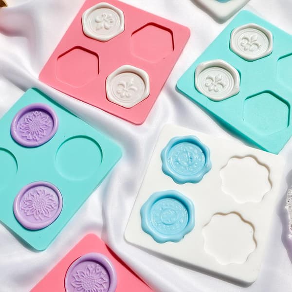 Voksseglstempel Silikoneformpude til 25 mm stempelfiksering af voks White 6 Grids