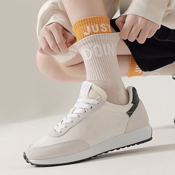 1 par Trendy Stretch High Tube Sokker Høj Elasticitet Lady Spor White