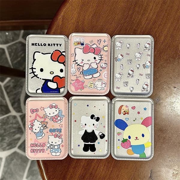 e Hello Kitty För Magsafe Magnetisk Läderplånbok Kortfodral C A10