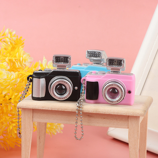 Mini digitalkamera modell 1:12 Dockhuskamera LED-blixtnyckel Pink