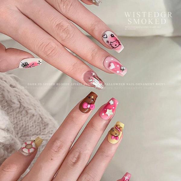 10kpl Sarjakuva Kuromi Kiti Kissan ja Koiran Nail Diamond Resin Wearin DZ791-03