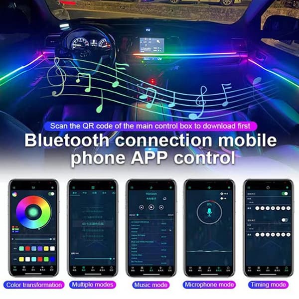 Universal Akryl LED Ambient Lysstrimmel RGB Atmosfære Inter A2