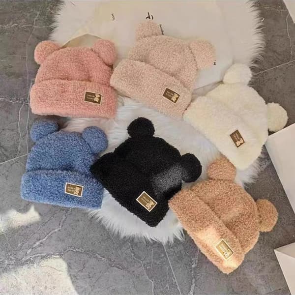 Mode Efterår Vinter Kvinder Beanies Kasketter Varm Bear Ear Hat Casu Khaki