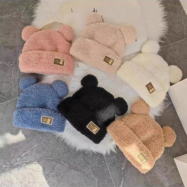 Mode Efterår Vinter Kvinder Beanies Kasketter Varm Bear Ear Hat Casu White