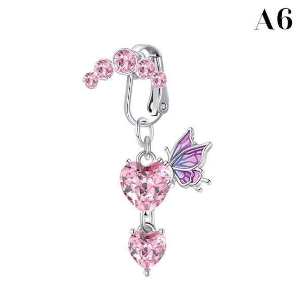 Hjerteformede vinger Rustfritt stål Nesestuds Belly Nipple Ring A3