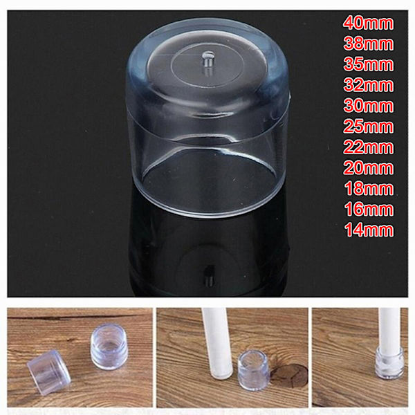 Transparent Gummi Golvstol Anti Scratch Protector Cap Möbler White 16mm
