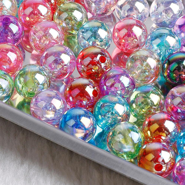 100 stk 6MM Rainbow Candy AB Farge Runde Akrylperler For Jewel Orange 8MM about50pcs