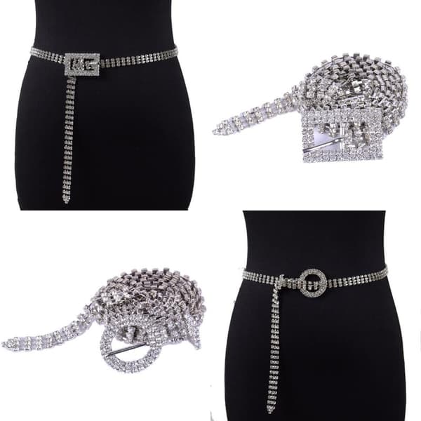 Rhinestone Tynd Bælte Mode Kvinder Elegant Taljekæde Med Hoved A3