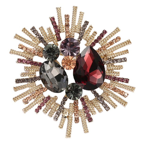 Mode Rhinestone Gemstone Broche Til Kvinder Tøj Smykker Ac Gold