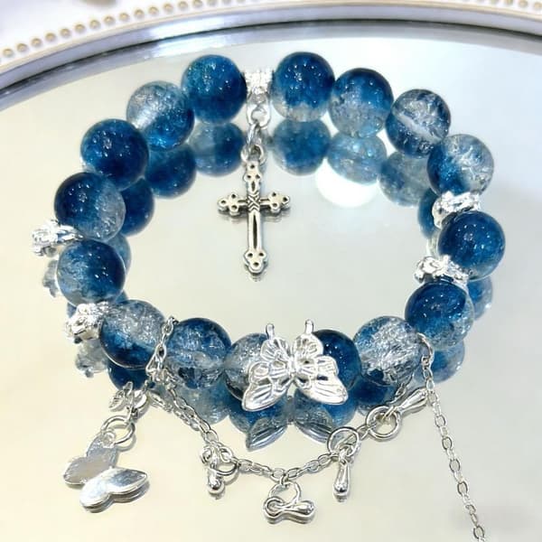 Mode Krystalperler Armbånd Til Kvinder Piger Sommerfugl Fjer A2