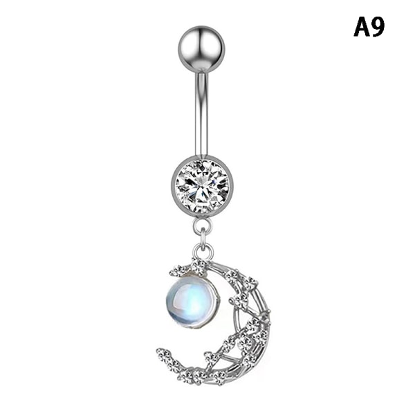 Heart Moon Dangle Nappisormukset Napa Barbell Ring Body Je A9