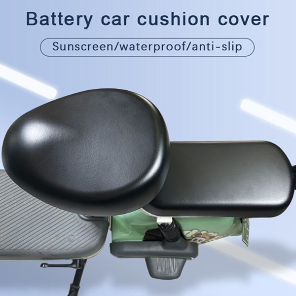 PU El-cykelsædebetræk Batteri Bilcykel Universal Se Silver Front seat cover