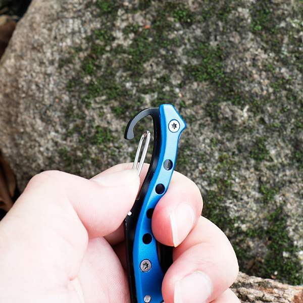 Bärbar Mini Pocket Nyckelring Multifunktion Vikbar Rostfri Blue
