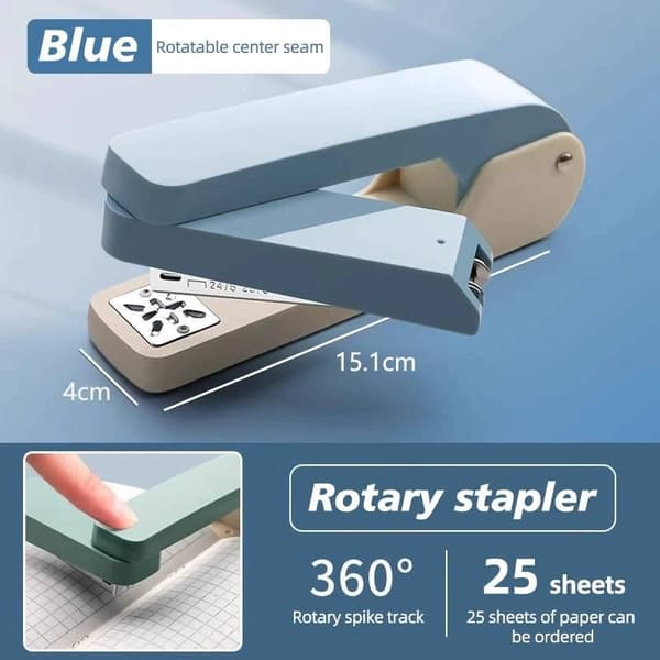 360° roterende stiftemaskin arbeidsbesparende langpapir roterende stiftemaskin 24/6 pink staples