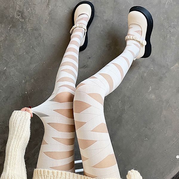 Strømper med krydsstrop Hvide strømpebukser Jk Silk Tights Bandage S Black