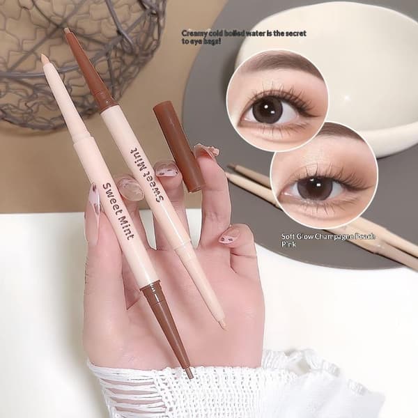 Dobbelthodet eyelinerpenn Liggende silkeorm øyelysner bronzer 2 A1