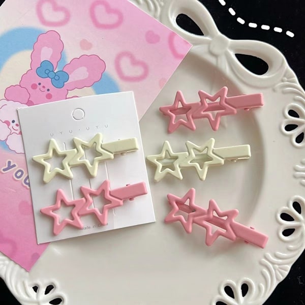 e Sweet Stars Hårnål Pentagram Duck Beak Clip Girls Y2k Hair A Pink