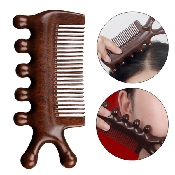 3 in1Body Meridian Massage Comb Sandalwood Five Wide Tooth Comb