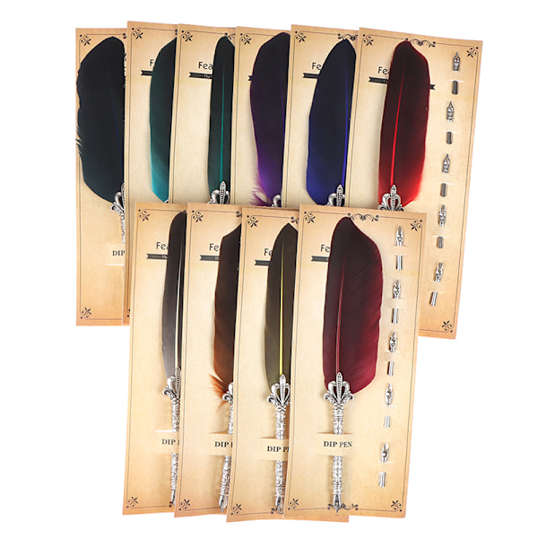 1 set Feather Fountain Pen Kalligrafiakynä, jossa 5 kpl metallikärkiä Royal