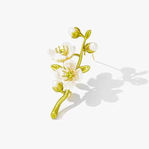 Retro Temperament Grön Jasmin Brosch För Kvinnor Bröllop Bank