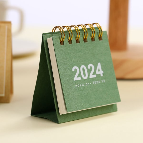 Simpelt ensfarvet 2024 Mini Skrivebord Papir Kalender Bærbart Bord A4