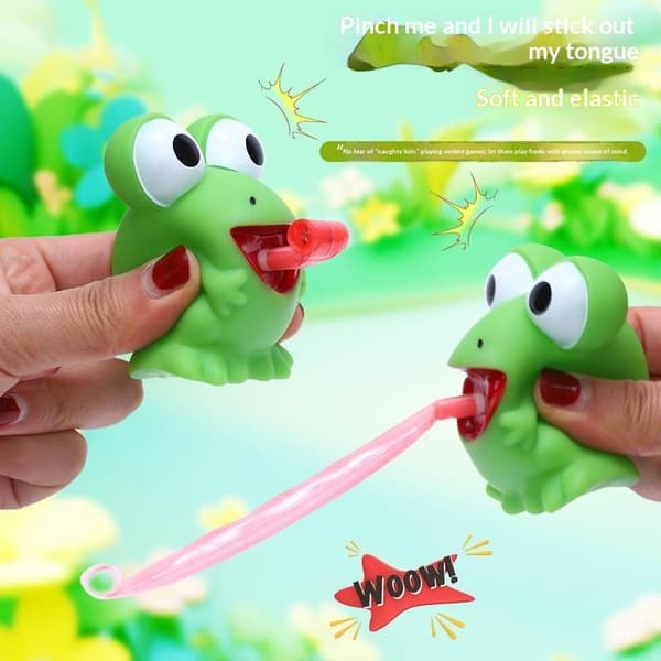 Grøn Frø Legetøj Med Poppende Tunge Blød Elastisk Tekstur Til Børn Frog