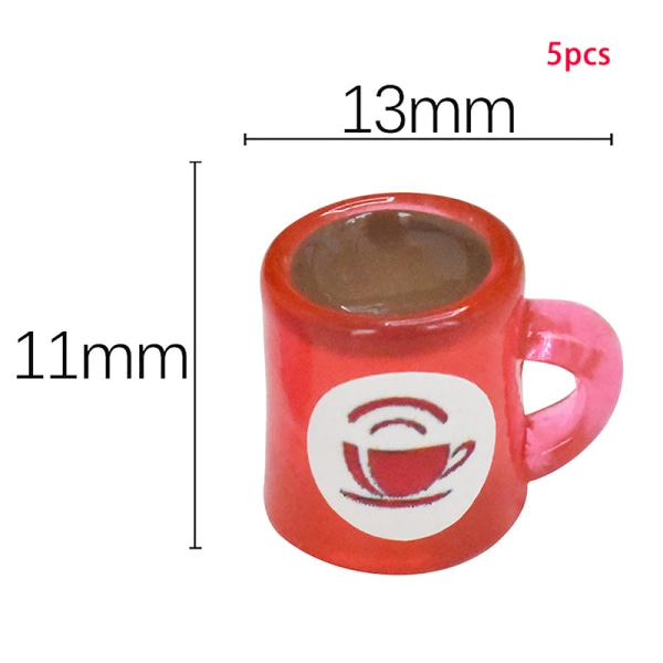 5 ST Ljusande Mini Resin Dryck Cup DIY Smycken Tillbehör Keyc Red