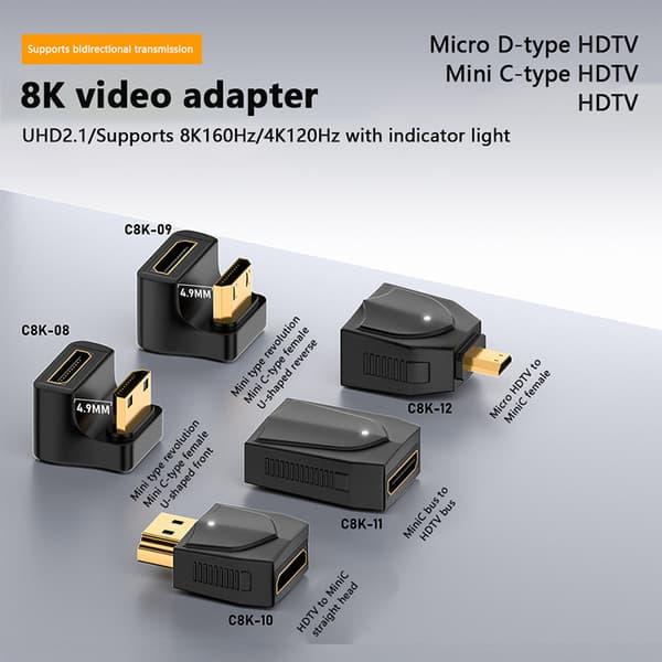 MINI HDMI til HDMI Adapter Converter Videospiller HD 1080P 2K 4K A1