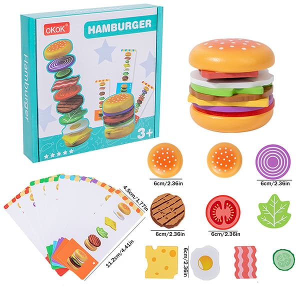 Montessori Tre Hamburger Late Som Lekemat Matchende Stabling