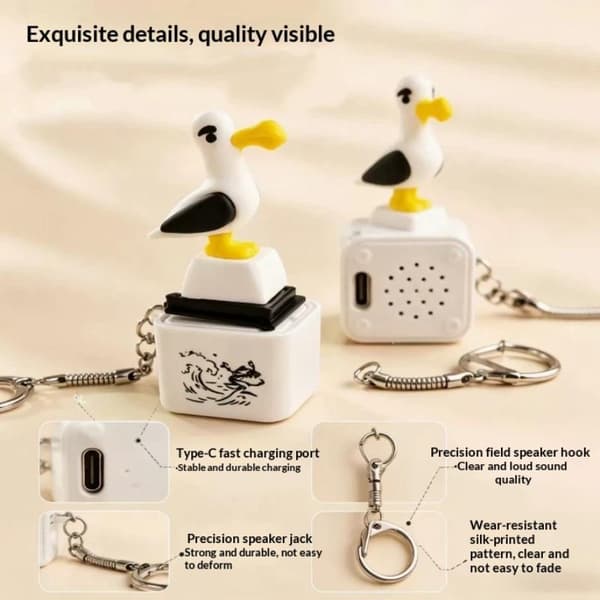 1 stk. Mine Seagull Keycap Nøkkelring Lysende Lydende Fidget-leketøy