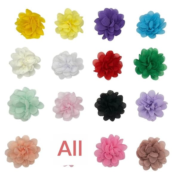 10 st 3,5 cm chiffongblommor hårrosetter helfodrade små hårklämmor A3