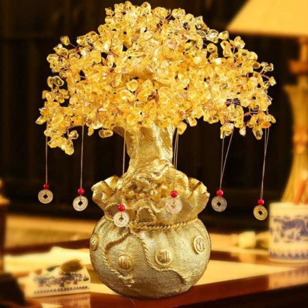 Naturlig krystal Bonsai Money Tree Lucky Tree Feng Shui Money Tr