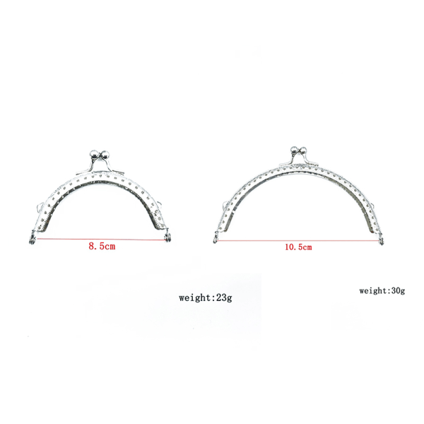 8,5/10,5/12,5/15,5 cm blank sølv grundlæggende halvcirkel metalpung 12.5cm