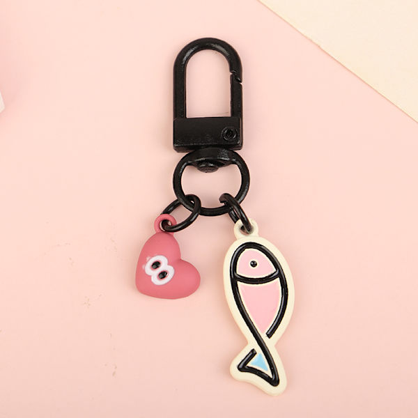 Kreativ tecknad liten fisk nyckelring Kawaii Fish Bone Keyring A2