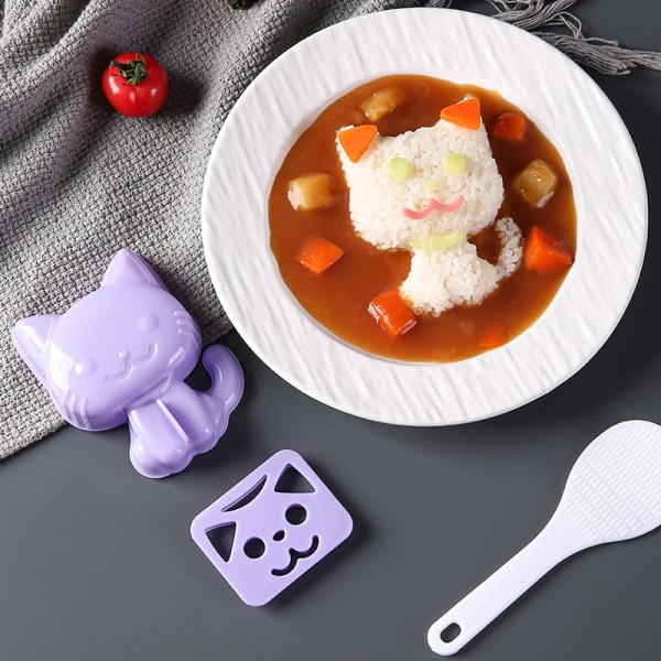 3 st/ set e Cat Sushi Form DIY Sandwich Rice Ball Form Kök A Purple