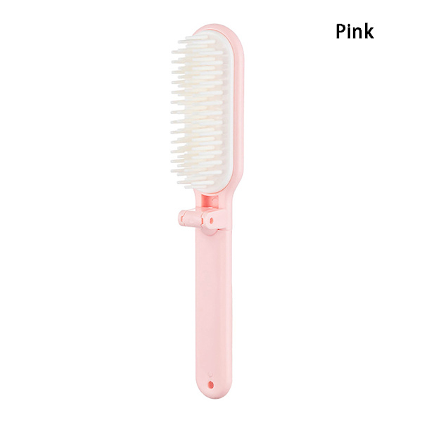 Vikbar hårkam Bärbar löshårborste Antistatisk He Pink