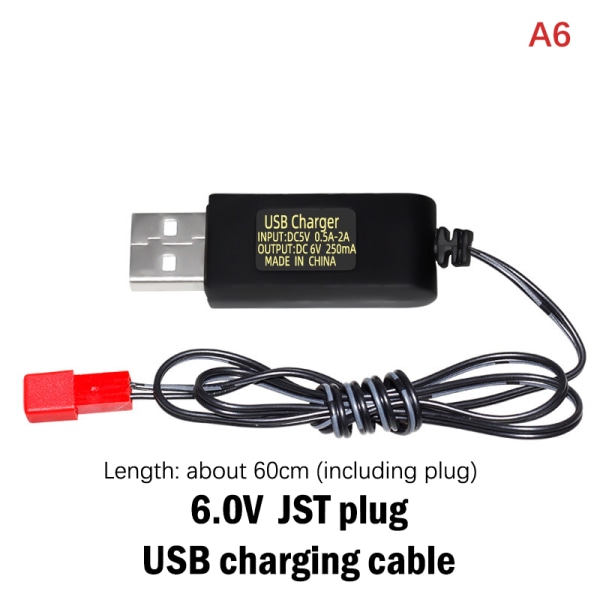 3,6V 4,8V 6V 7,2V NiMH batteri USB-lader for fjernkontroll A6