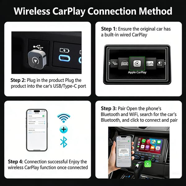 2-i-1 Trådløs CarPlay-adapter Apple Car Play Android Auto AI Carplay Adapter