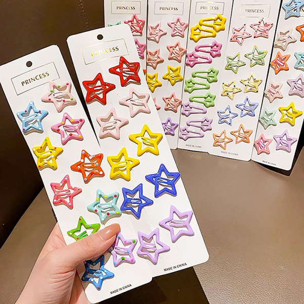 3/10 kpl Bobby Pin Girl Colorful Stars Barrettes Metal Snap Clip D