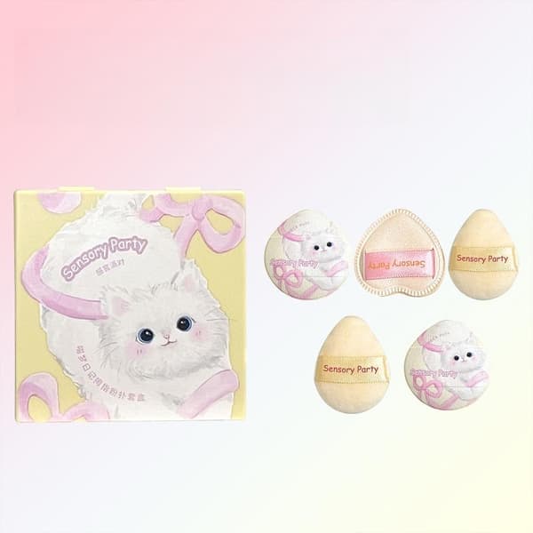 5 stk. Meow Dream Diary Cloudy Puff Sæt Æske Makeup Fikserende Concealer