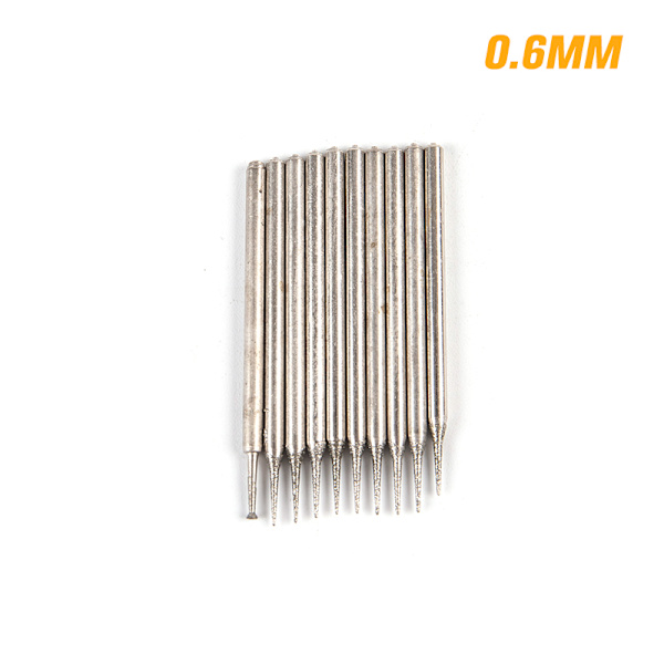 10 kpl 0,6 mm-4 mm timanttipursteen hiontaterä, 2,35 mm varsi 0.6mm