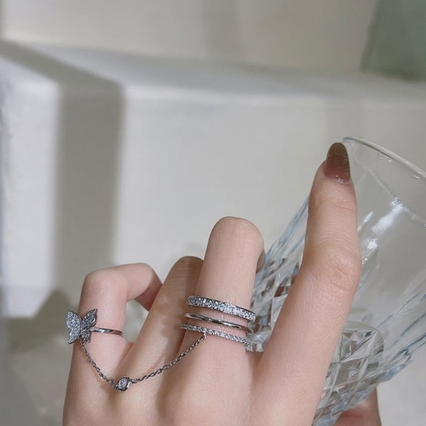 Kjederinger For kvinner Jenter Shiny Rhinestone Zircon Multi-layer