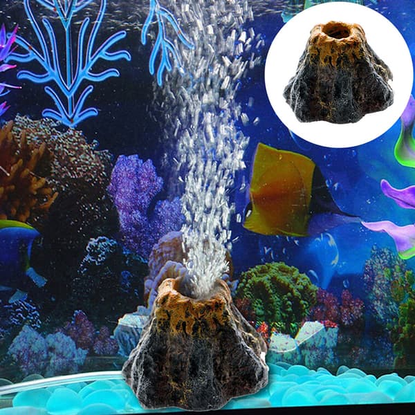 Aquarium Volcano Shape & Air Bubble Stone Oxygen Pump Fish Tank