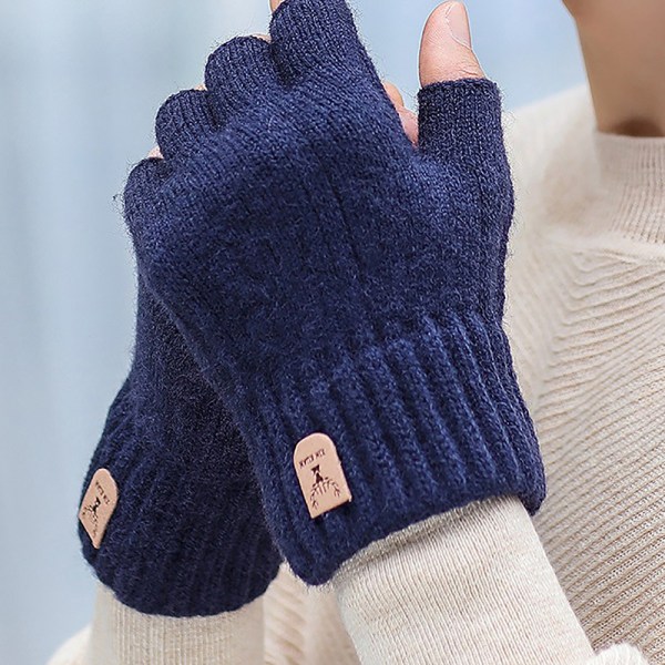 Strikkede tykke halvfingerhandsker Driving Fingerless Glove Touch Dark gray