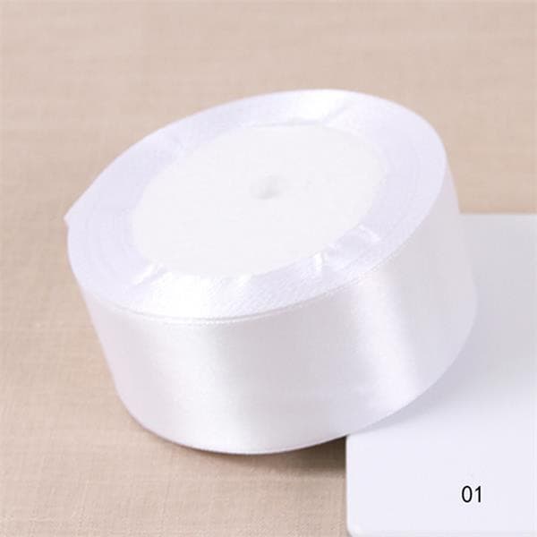 Vit 25 Yards sidensatinband Dekorationspresent för bröllopsfest White 25mm